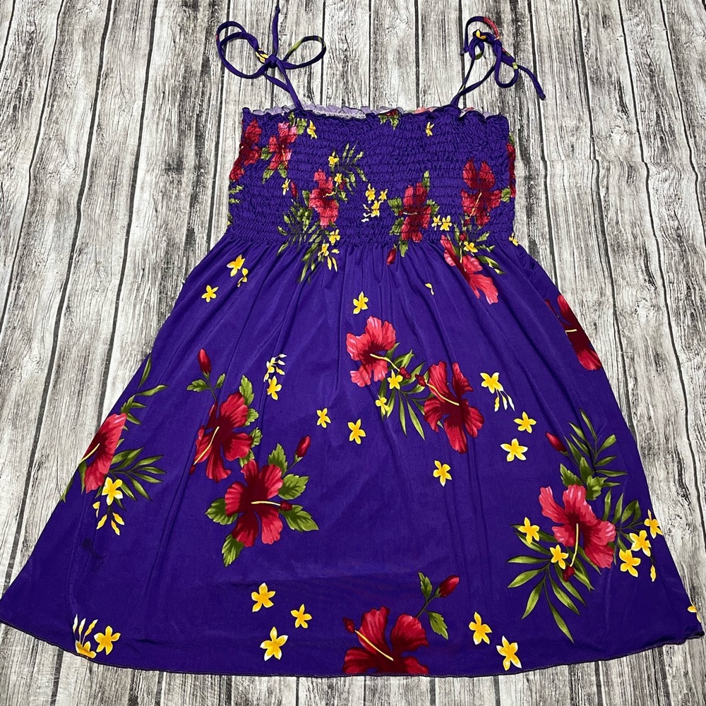 Girls size 14 Hawaiian Floral Tropical Summer Sun Dress good condition spot*